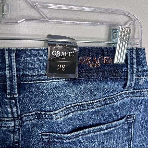 Grace in LA Flare Jeans Women's 28 Raw Hem Bell Bottom High Waist CL - Picture 4 of 11